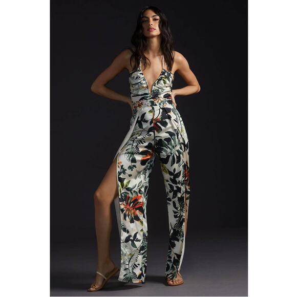 Katie May by Anthropologie Floral Silky Jumpsuit - New Medium - Picture 1 of 9